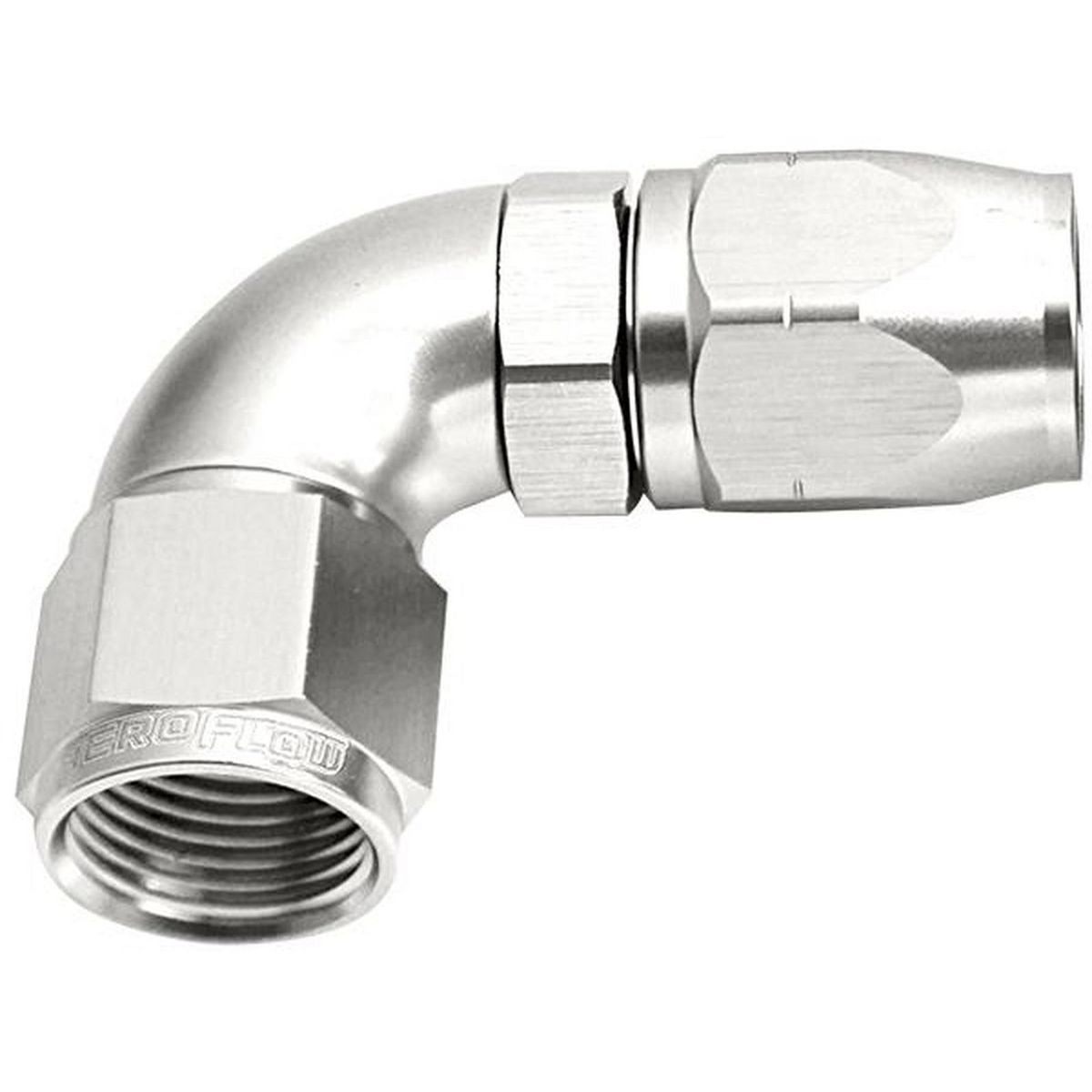 Aeroflow AF553-04S Alloy 90 Deg Hose End -4AN Silver Cutter Style Full Flow AF553-04S
