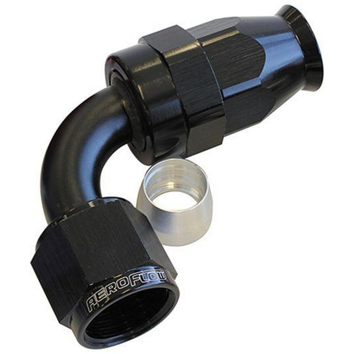 Aeroflow AF203-10DBLK Alloy 90 Deg Hose End -10AN Black Full Swivel Suits Teflon AF203-10DBLK