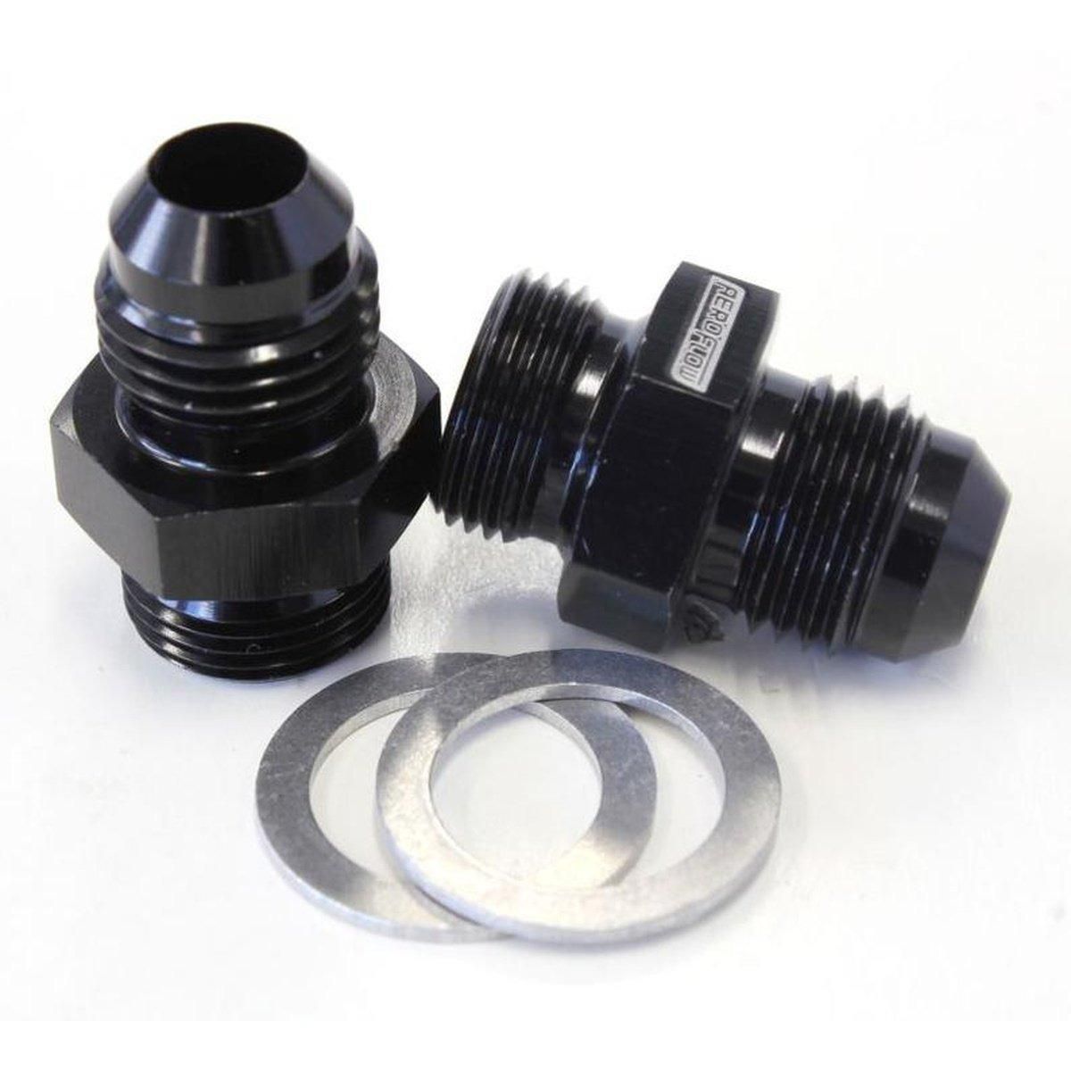 Aeroflow AF701-06BLK Bg / Demon Inlet Fitting -6AN Black 9/16" X 24 To -6AN Short