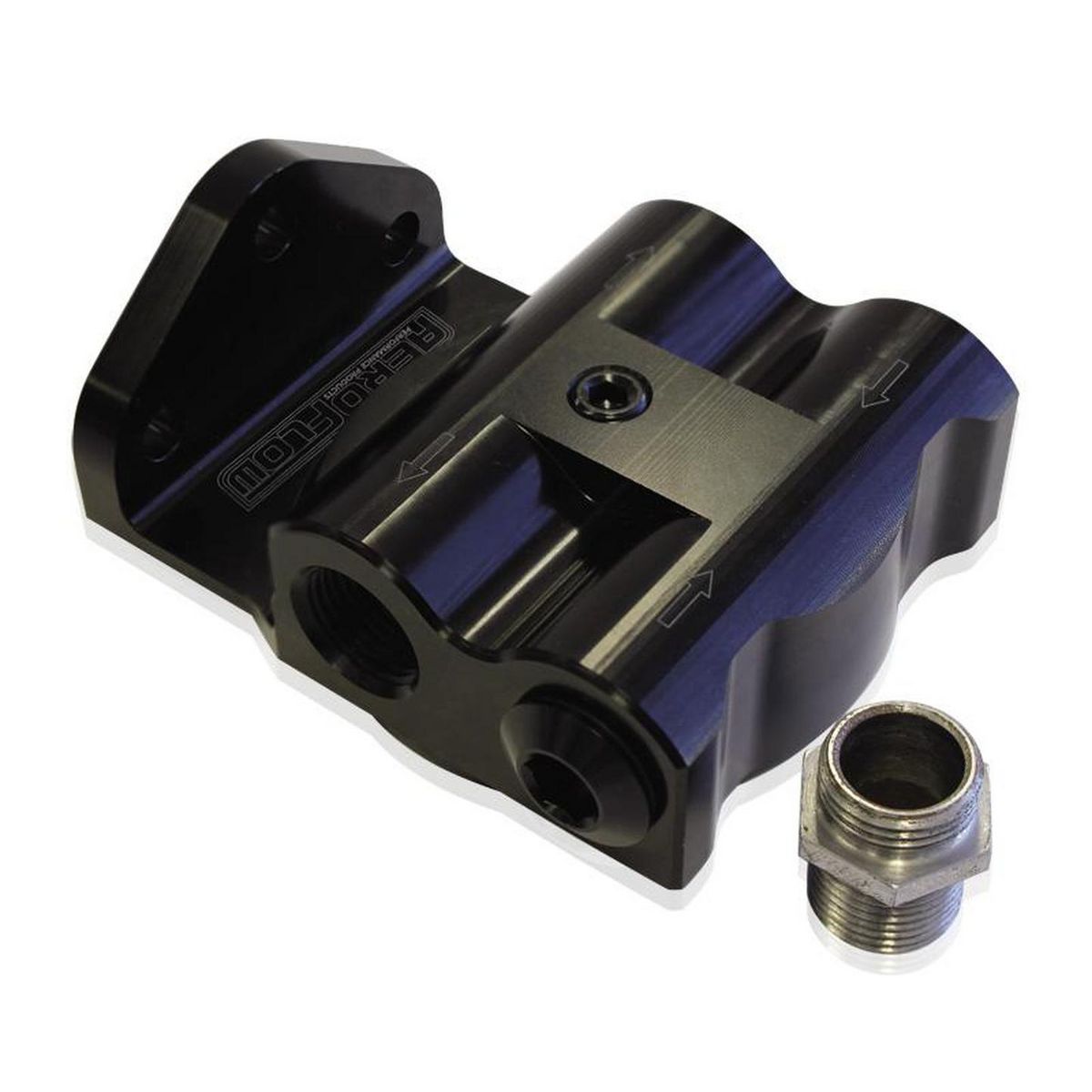 Aeroflow AF64-2061 Billet Oil Filter Remote Mount Black -8 ORB Female Ports