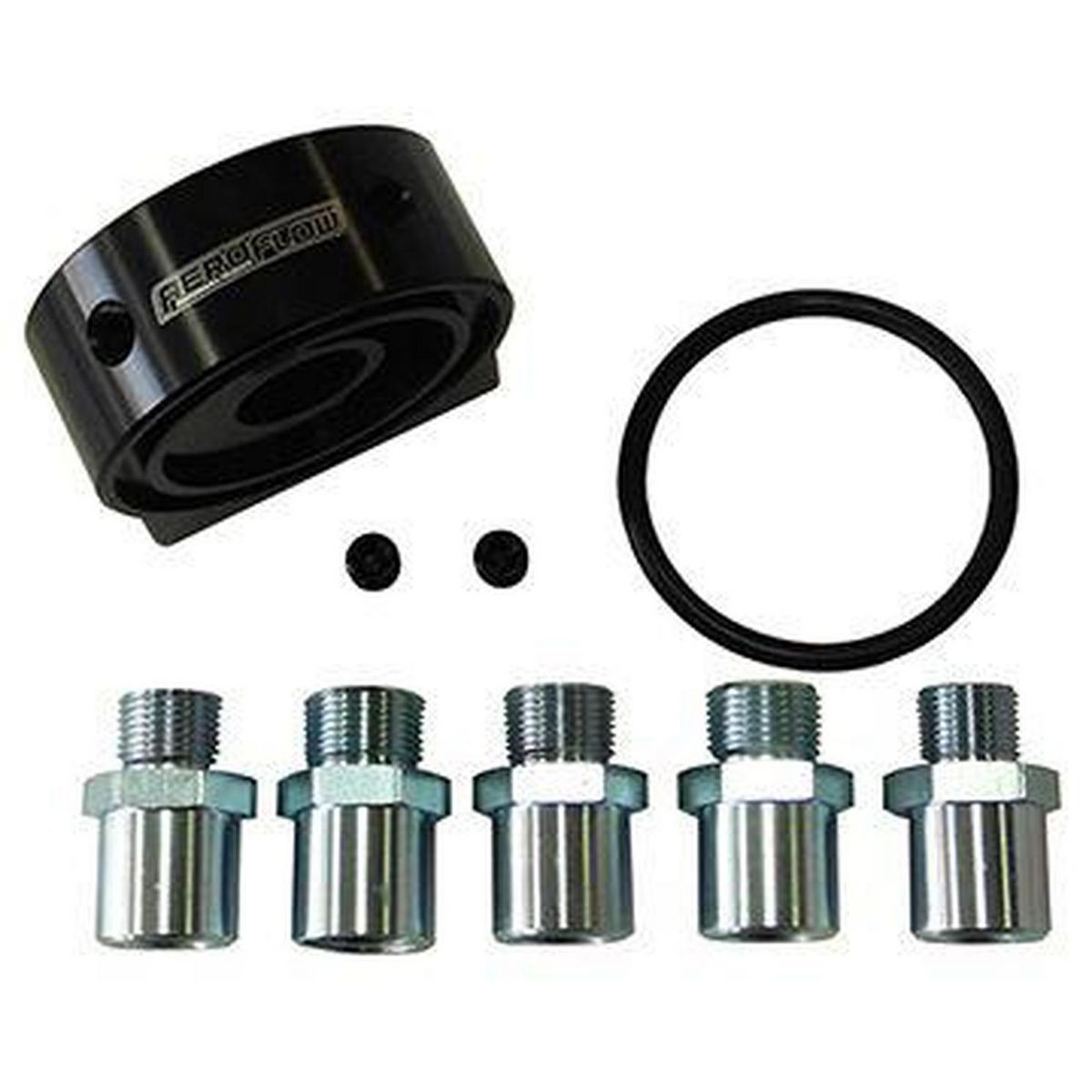 Aeroflow AF64-2108 Billet Sandwich Adapter -8 ORB Ports 2 X 1/8"