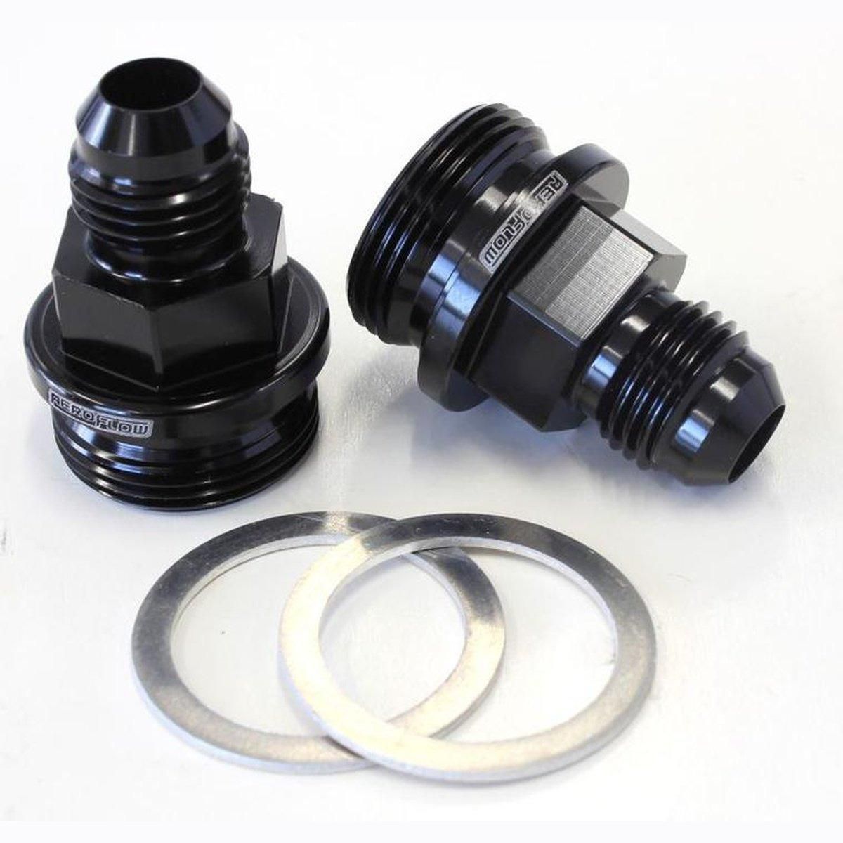 Aeroflow AF700-06BLK Holley Inlet Fitting -6AN Black 7/8" X 20 To -6AN Short
