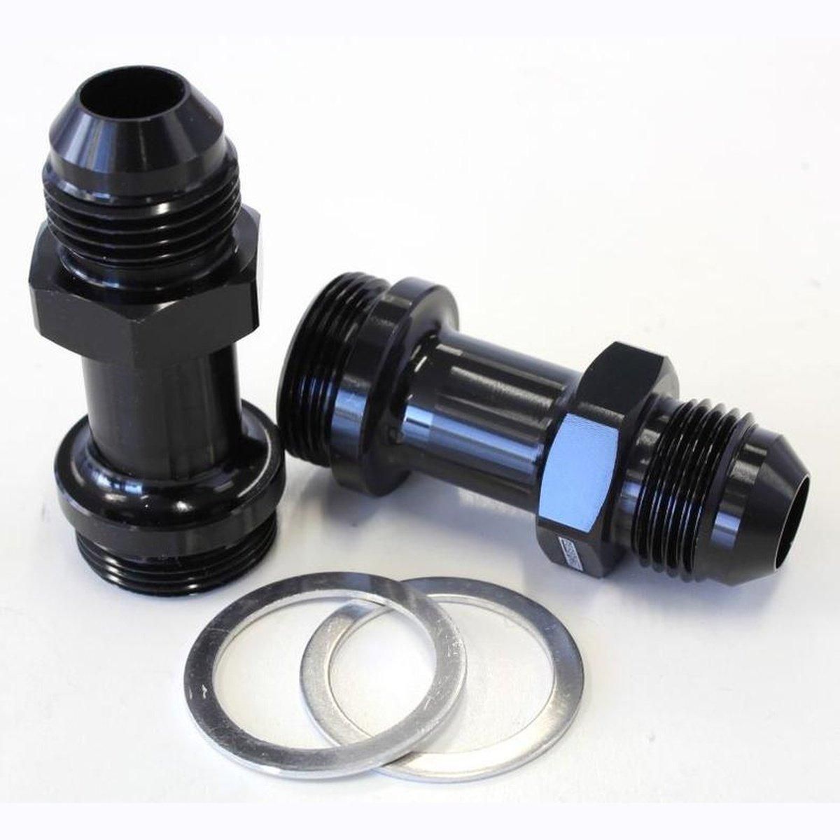 Aeroflow AF700-08BLK Holley Inlet Fitting -8AN Black 7/8" X 20 To -8AN Long