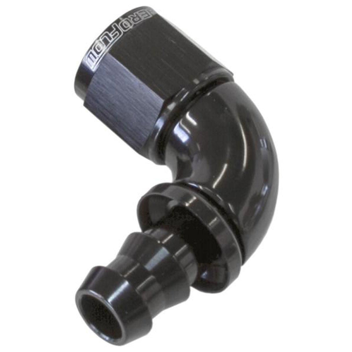 Aeroflow AF513-06BLK -6AN 90 Black Full Flow Push Lock AF513-06BLK