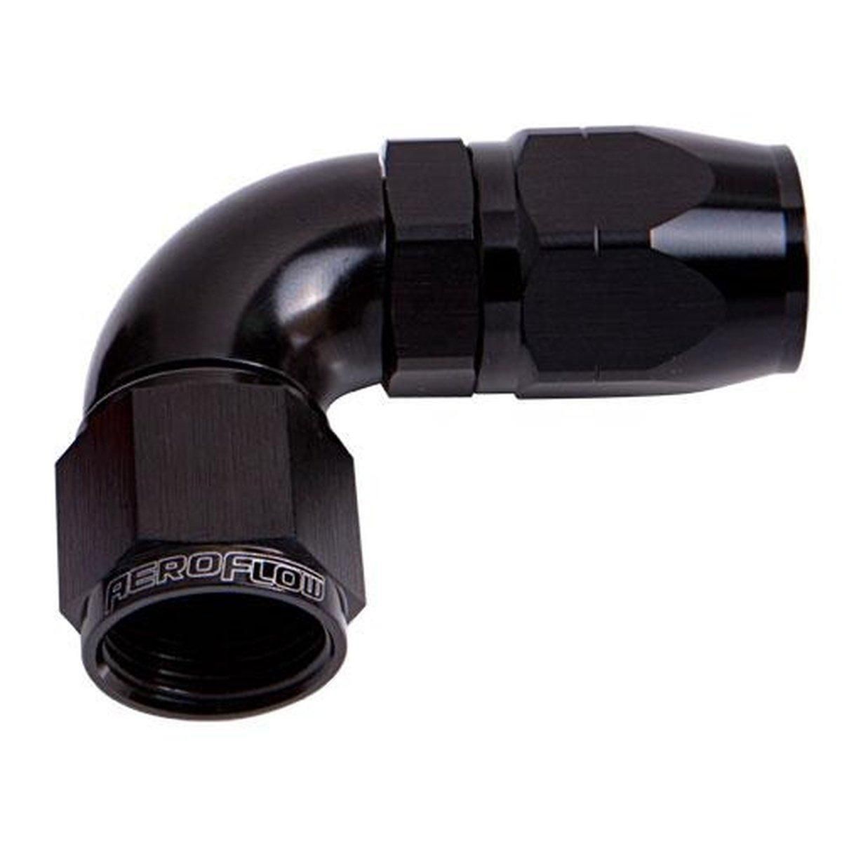 Aeroflow AF553-08BLK Alloy 90 Deg Hose End -8AN Black Cutter Style Full Swivel AF553-08BLK