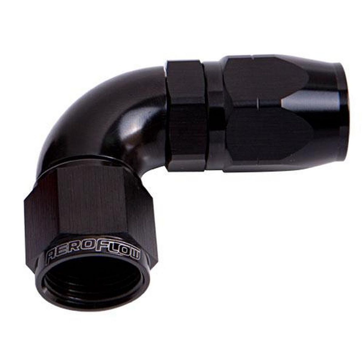 Aeroflow AF553-10BLK Alloy 90 Deg Hose End -10AN Black Cutter Style Full Swivel AF553-10BLK