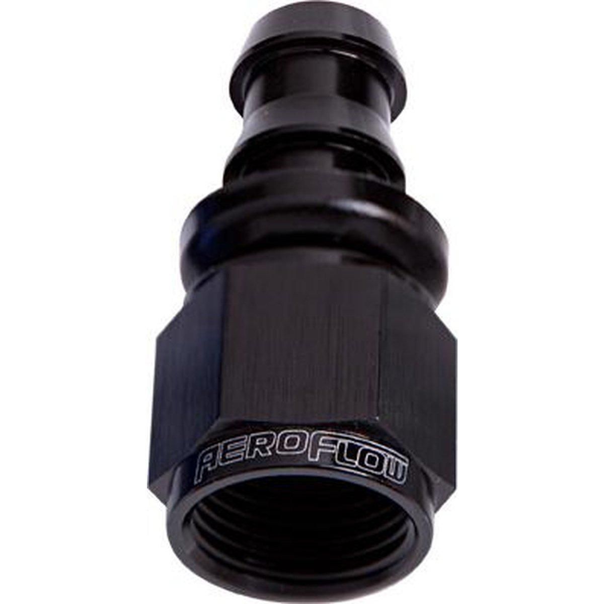 Aeroflow AF401-06BLK Straight Push Lock End -6AN Black No Clamp Required AF401-06BLK