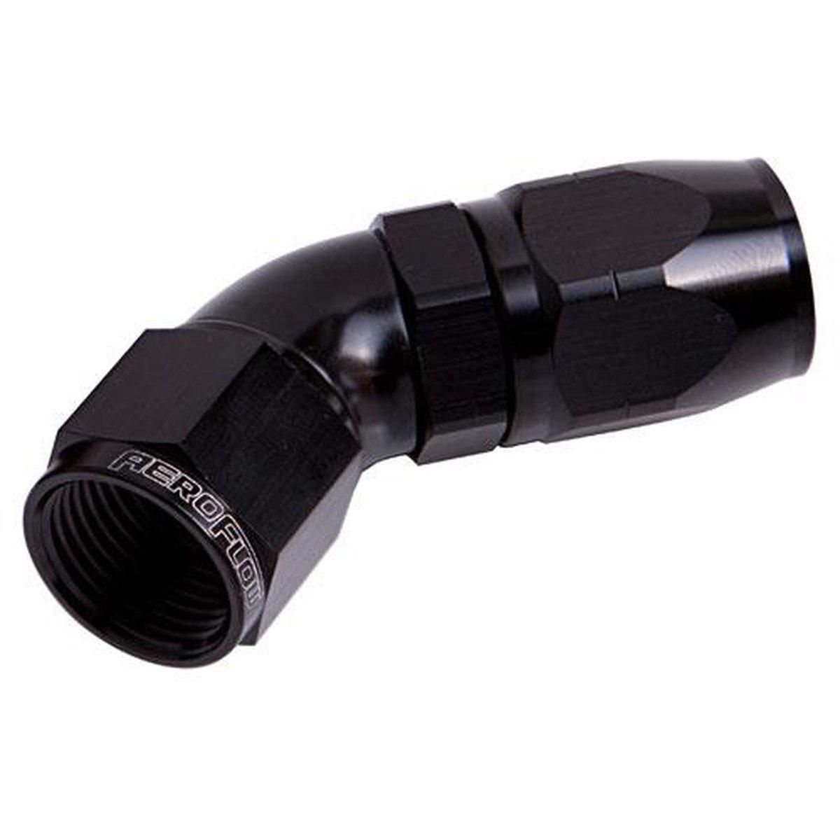 Aeroflow AF552-10BLK Alloy 45 Deg Hose End -10AN Black Cutter Style Full Flow AF552-10BLK