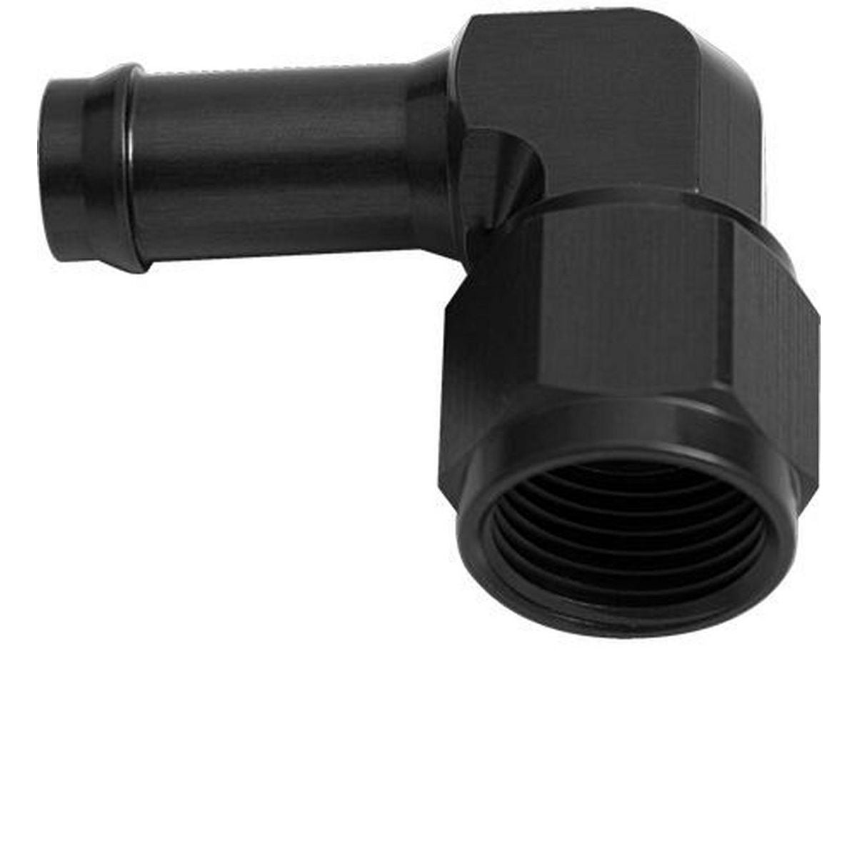 Aeroflow AF413-06-05BLK Female -6AN 90Deg To 5/16 Barb Black Swivel Nut