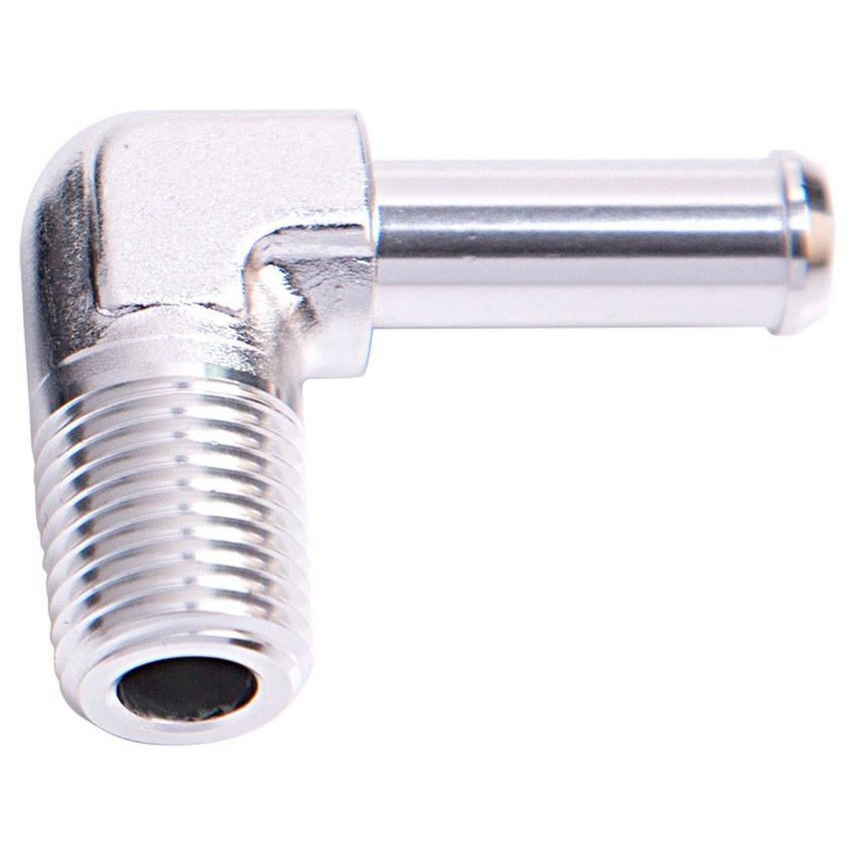 Aeroflow AF842-10S 90Deg 1/2" Npt To 5/8" Barb Silver 90Deg Male To Male
