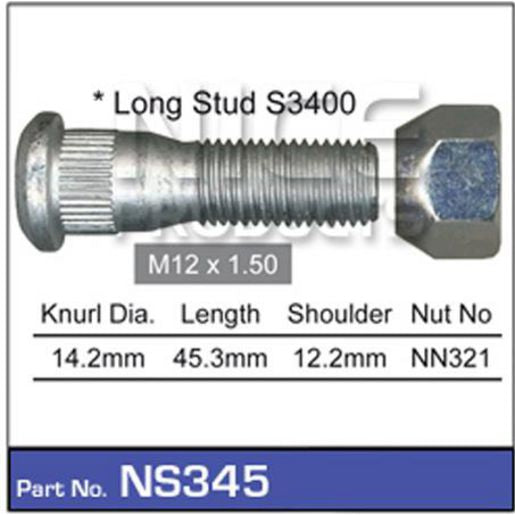 NICE Wheel Stud & Nut M12x1.50 45.3mm NS345