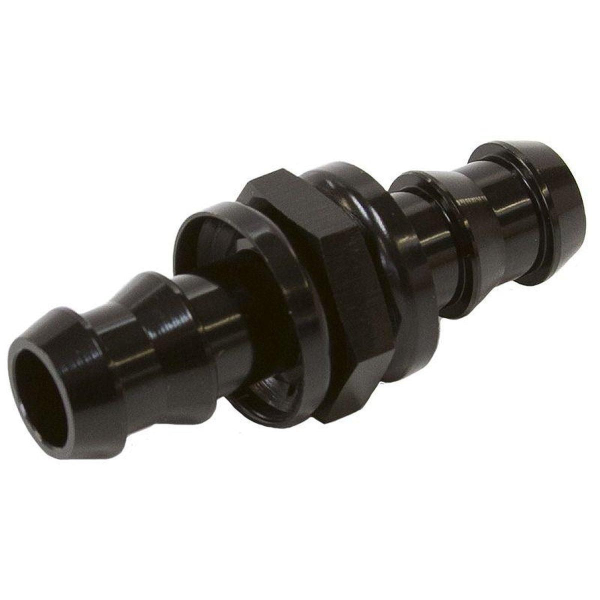 Aeroflow AF410-08-06BLK -6 To -8 Push Lock Barb Joiner Black 3/8" To 1/2"Male To Male