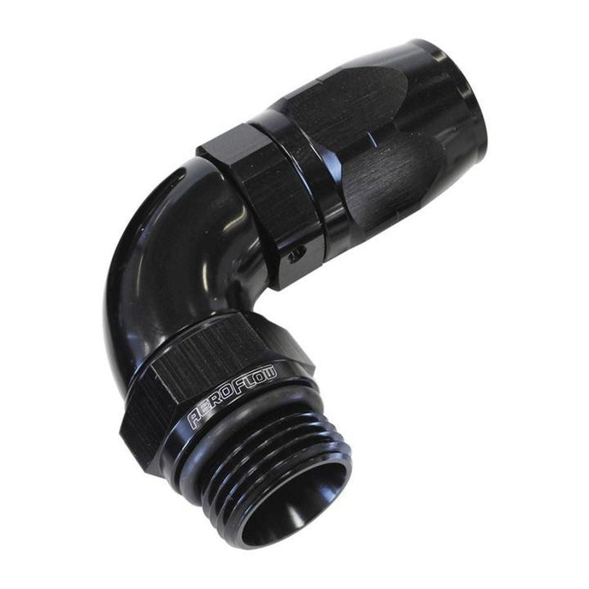 Aeroflow AF549-08-08BLK Male Hose End -8 ORB To -8 Hose full Flow Billet 90 Deg Black AF549-08-08BLK
