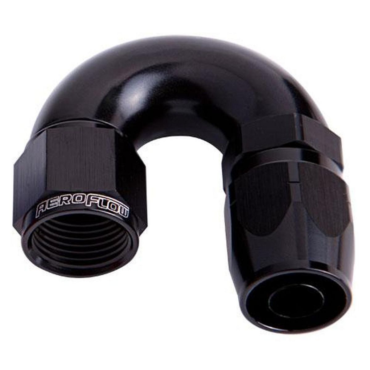 Aeroflow AF556-16BLK Alloy 180 Deg Hose End -16AN Black Cutter Style Full Flow AF556-16BLK