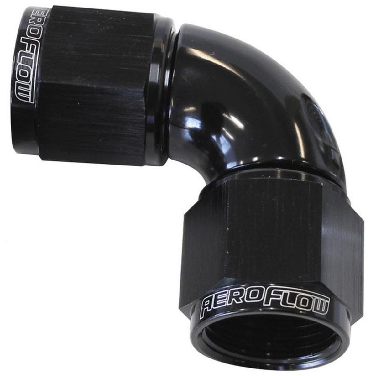 Aeroflow AF583-06BLK -6AN 90 Deg Swivel Coupler Black Billet Full Flow 1 Piece AF583-06BLK