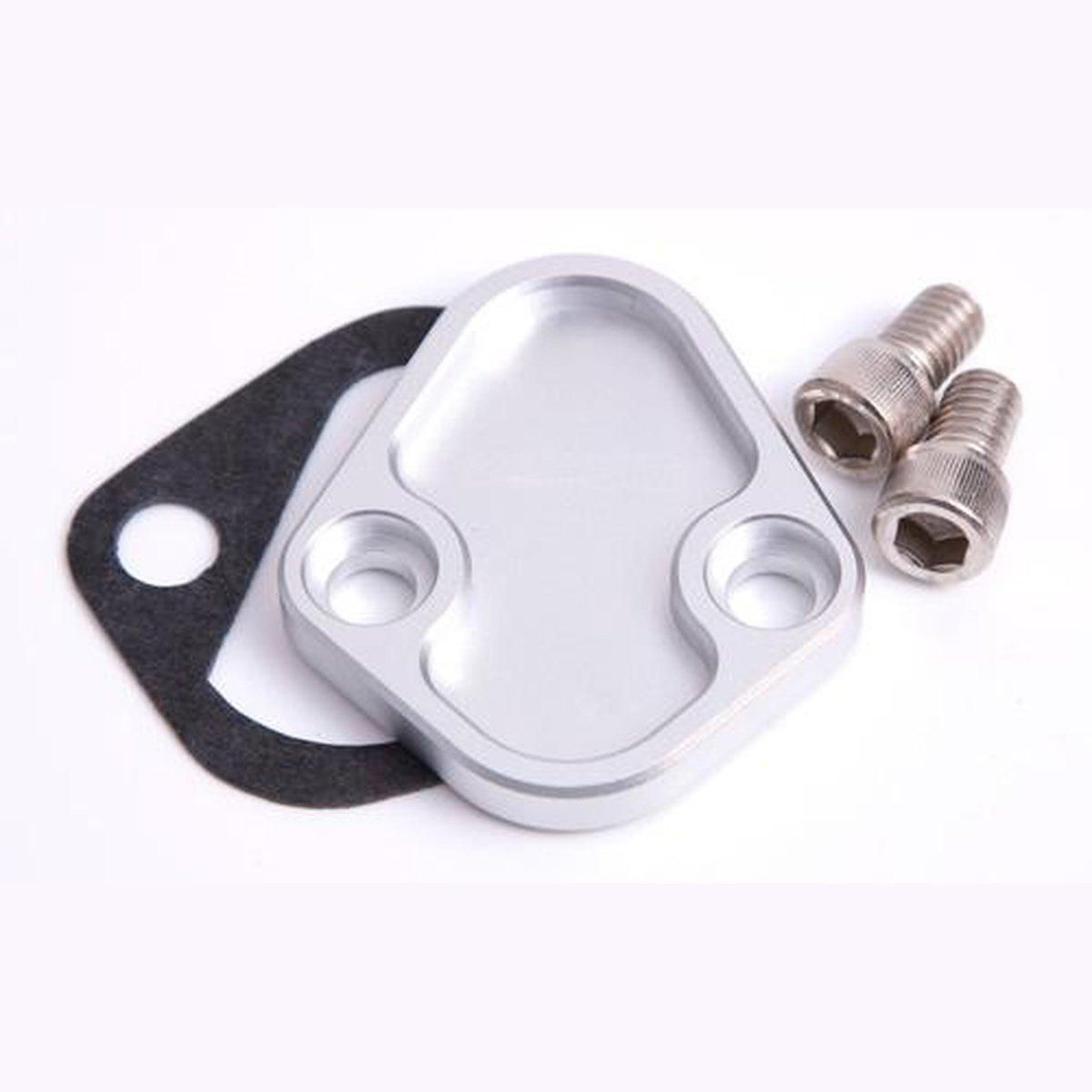 Aeroflow AF64-2027S Billet Fuel Pump Block Off Silver Fits Chry BBC SBF BBF