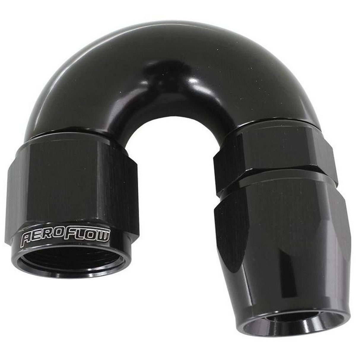 Aeroflow AF576-06DBLK 180 Deg -6AN Full Flow Teflon Hose End Black 1 Piece Fullflo AF576-06DBLK