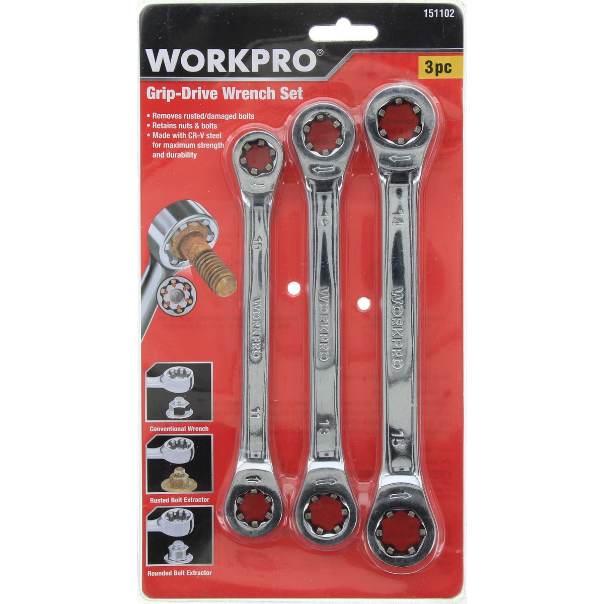 Workpro 3 Pc Grip Drive Spanner Set 151102
