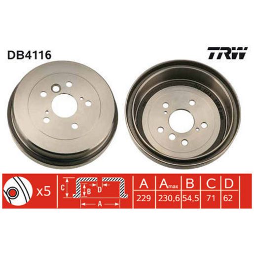 TRW Brake Drum DB4116