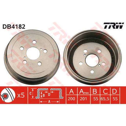 TRW Drum Brake Pair 201mm DB4182