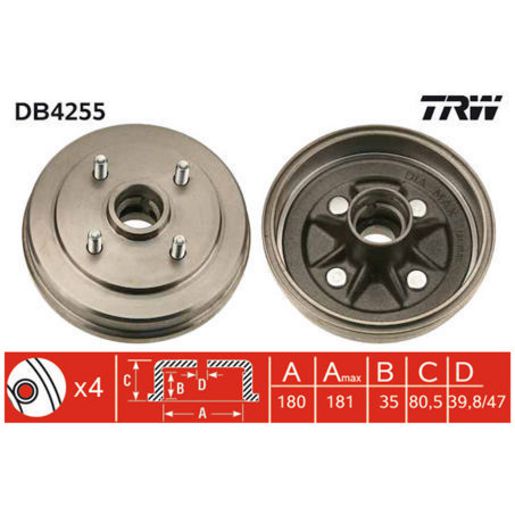 TRW Brake Drum DB4255
