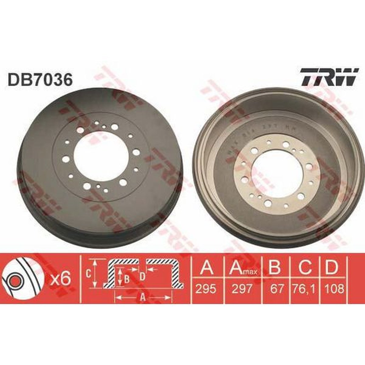 TRW Drum Brake Single 344.5mm DB7036