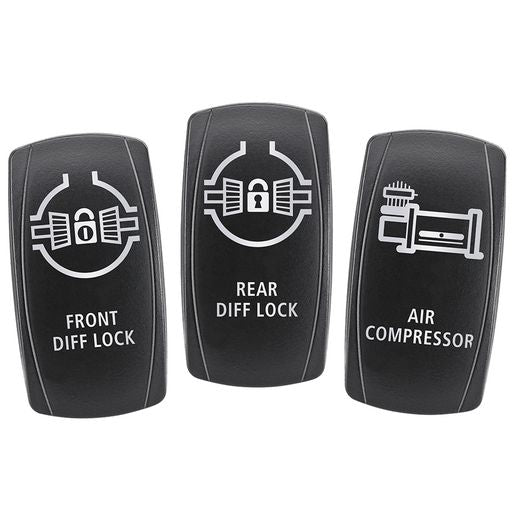 Narva Switch Faces - Front Diff/Rear Diff/Compressor (3Pk) 63266BL