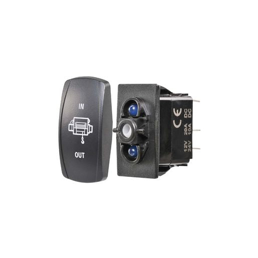 Narva LED Momentary(On)/Off/Momentary(On) Rocker Switch Red 12-24V 63253BL