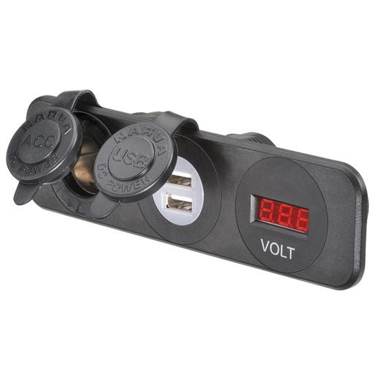 Narva HD Surface Mount Socket Accessory/Dual USB/Volt Meter 81181BL