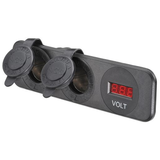 Narva HD Twin Surface Mount Socket Accessory/Volt Meter 81180BL