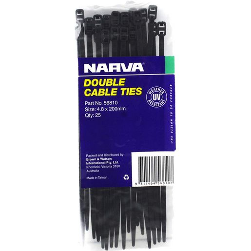 Narva Double Head Cable Tie 4.8x200mm (25Pk) 56810