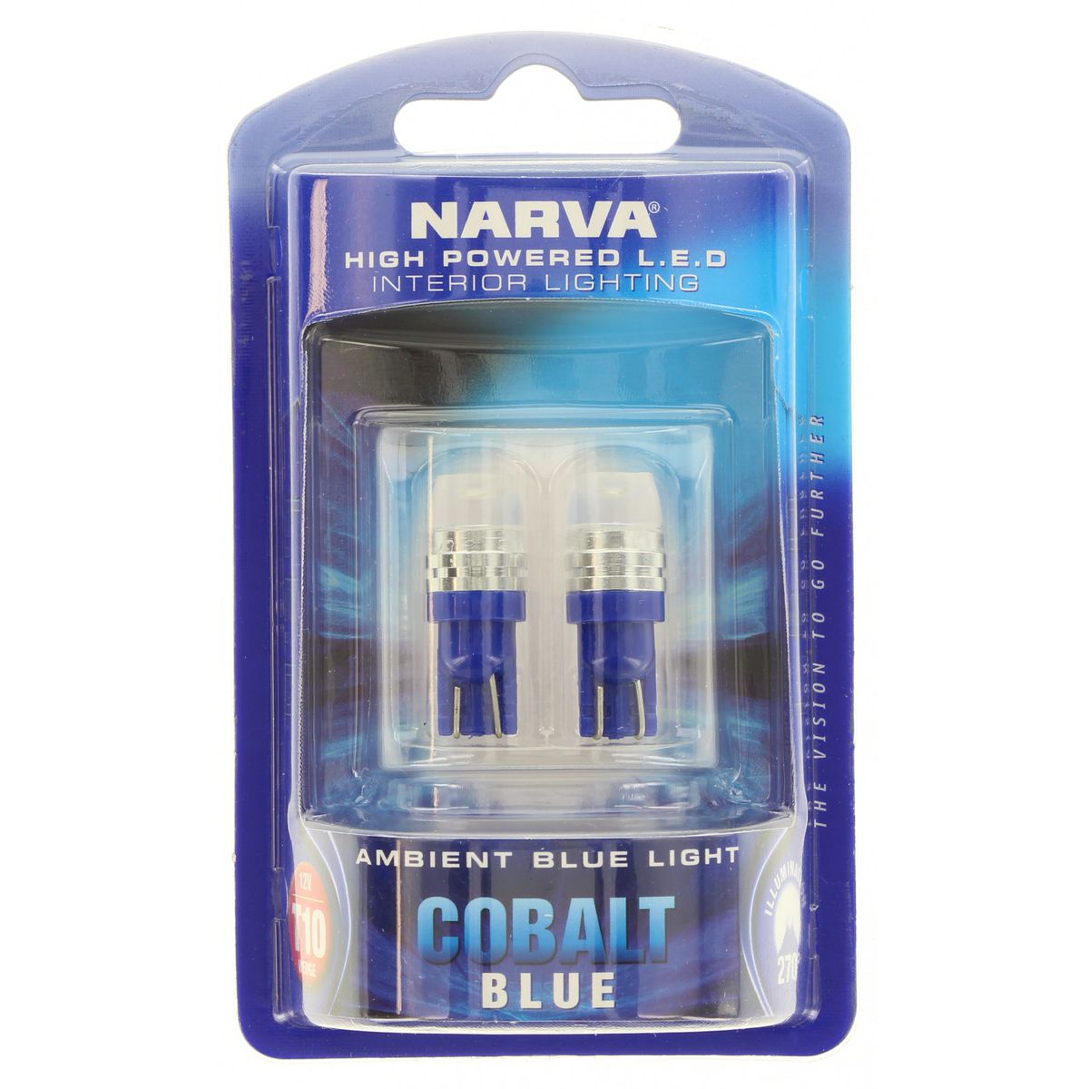 Narva Globe High Powered LED T-10 Wedge Globe Cobalt Blue 12V (2Pk) 18070BL