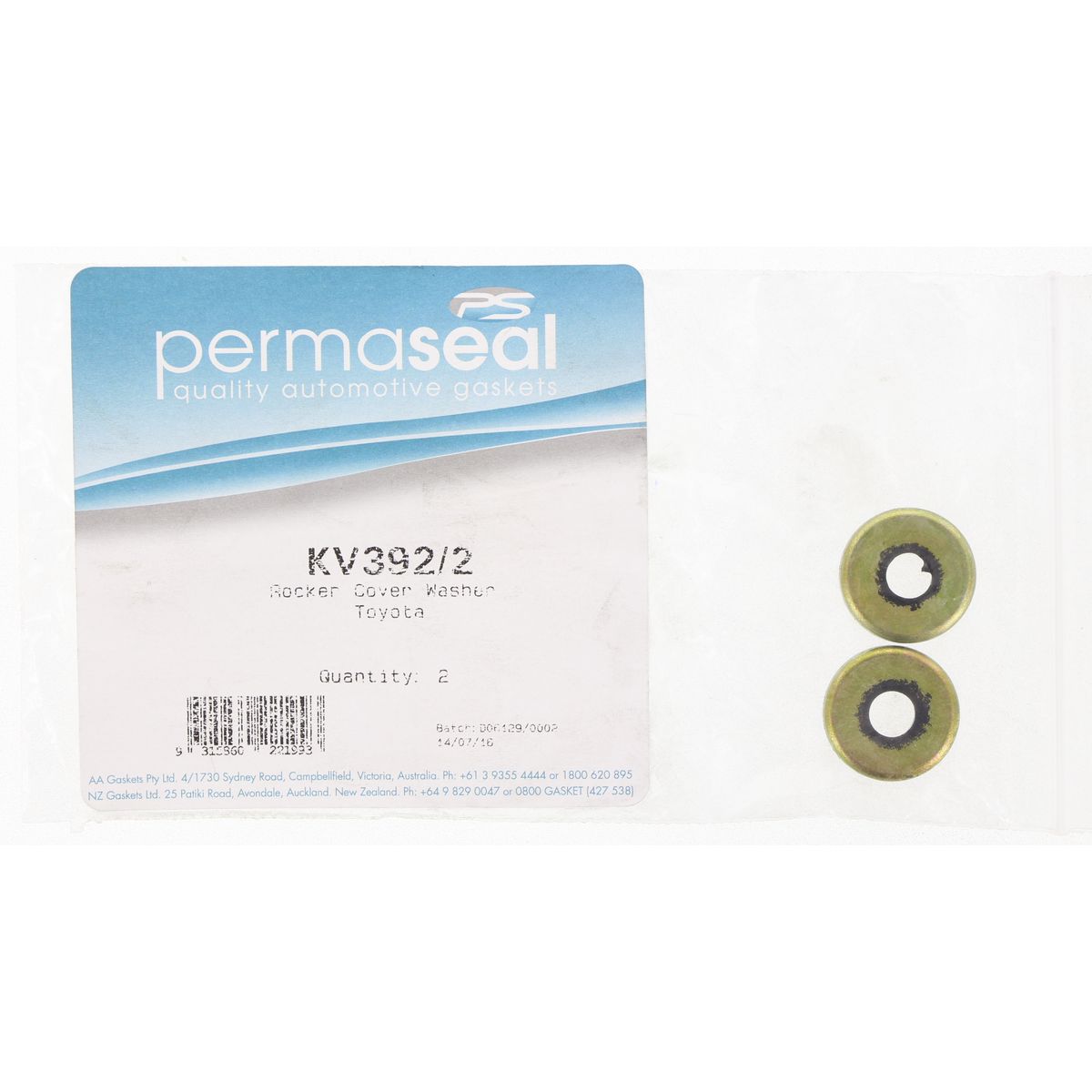 Permaseal Valve Cover Bolt Seal KV392/2