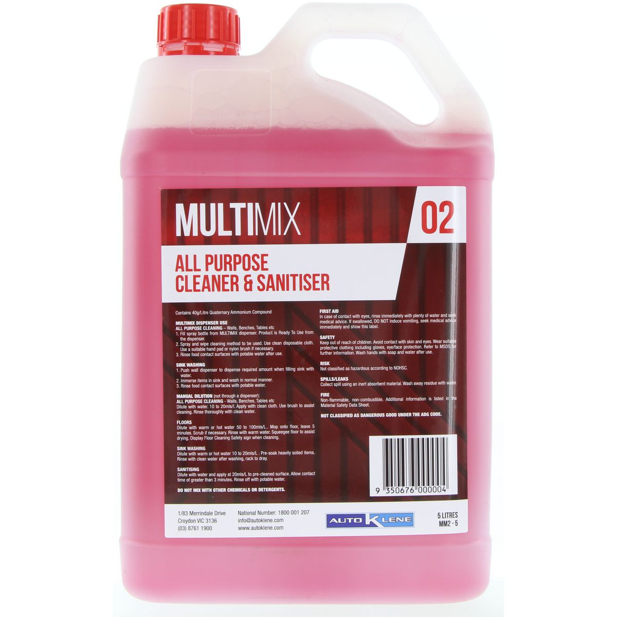 Auto Klene Cleaner & Sanitiser Cleaner & Sanitiser 5L MM2-5