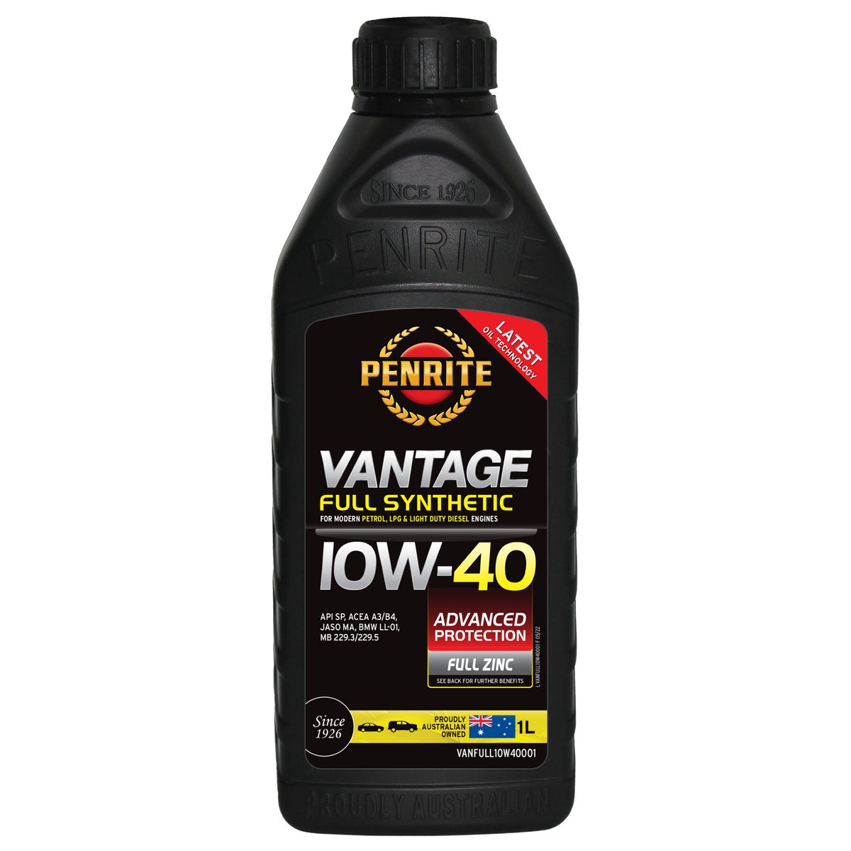 Penrite Vantage Full Synthetic 10W-40 Engine Oil 1L