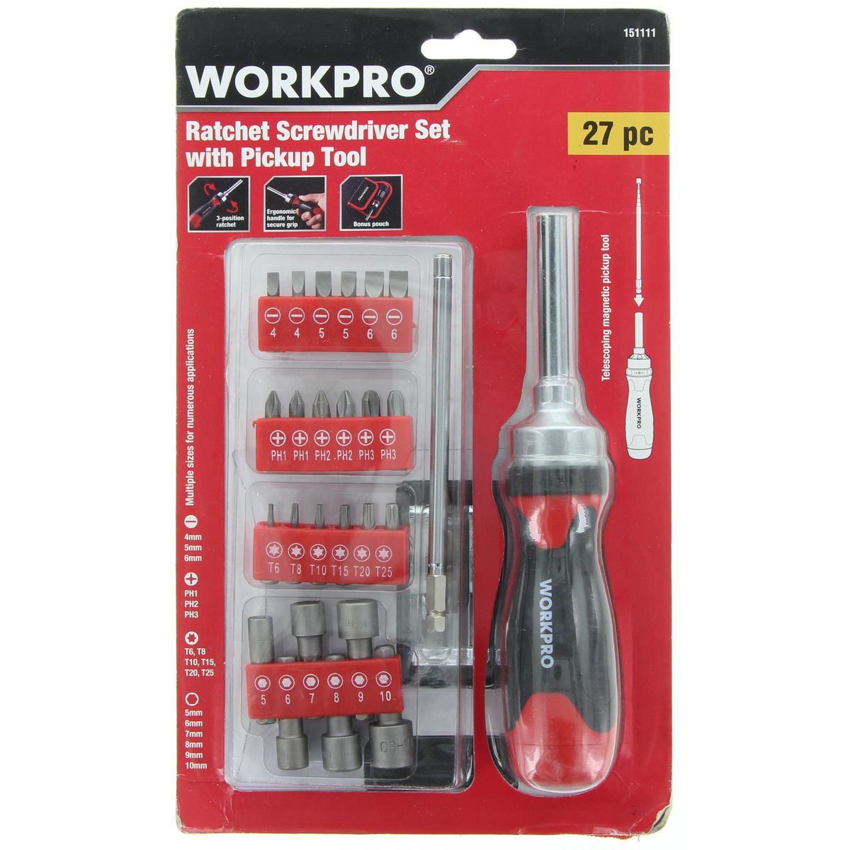 Workpro Ratchet Screwdriver Set 27Pc 151111