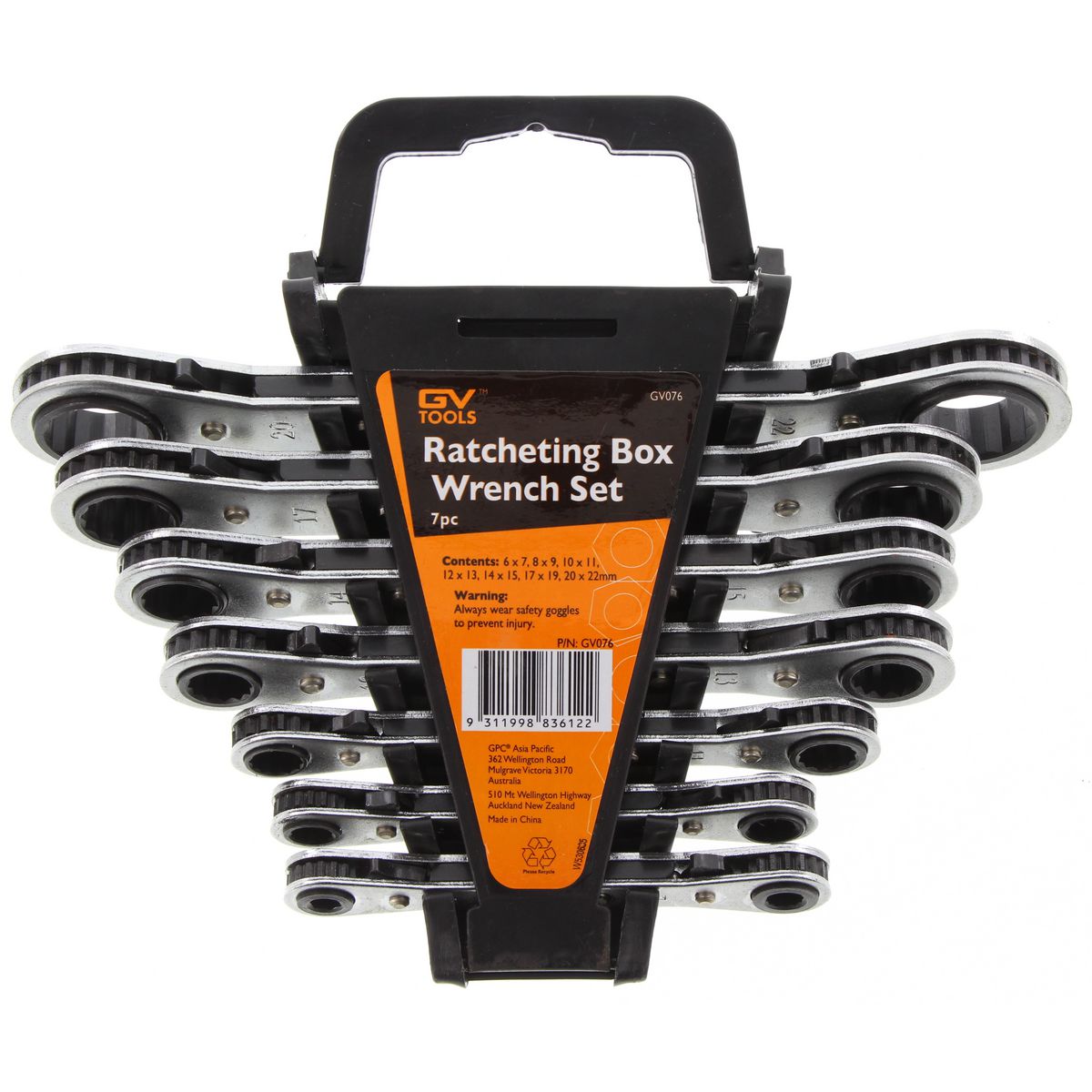 GV Tools Ratcheting Box Wrench Set 7 Piece GV076