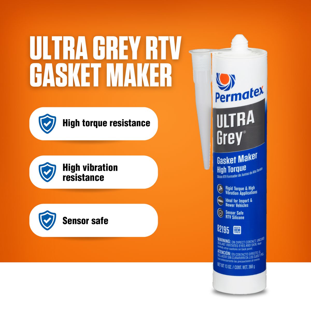 Permatex Ultra Grey Rigid High-Torque Rtv Silicone Gasket Maker 368G PX82195