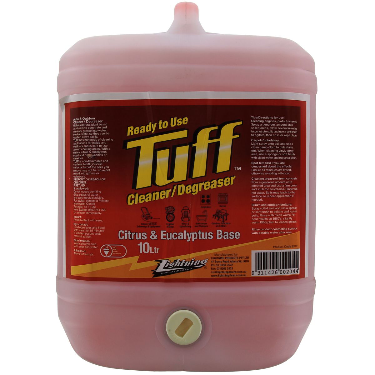 Lightning Tuff Cleaner & Degreaser Ready To Use 10L 931V