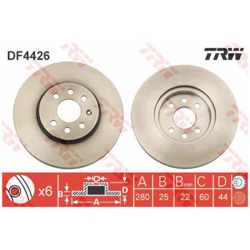 TRW Brake Rotor Single Front DF4426S