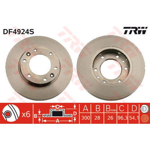 TRW Brake Rotor Front DF4924S