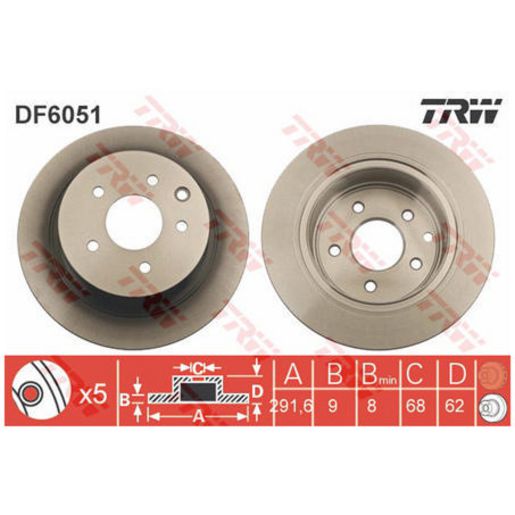 TRW Disc Brake Rotor 292Mm DF6051S