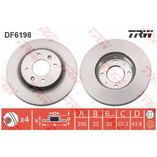 TRW Brake Rotor 256mm Front DF6198S
