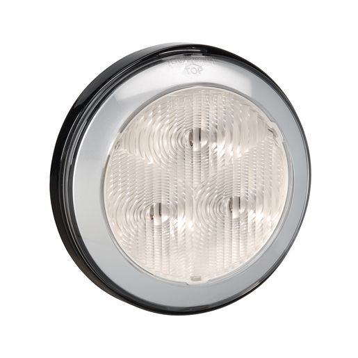 Narva 12 Volt Led Reverse Lamp (White) With Silver Satin Ring And Black Base 94307-12