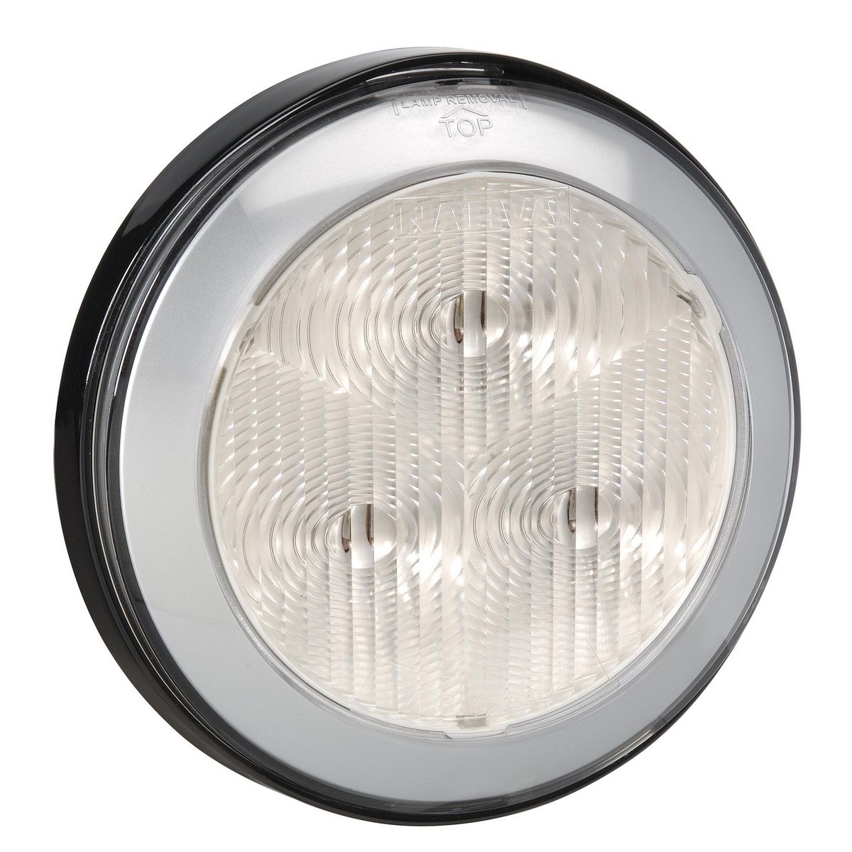 Narva 12 Volt Led Reverse Lamp (White) With Silver Satin Ring And Black Base 94307-12