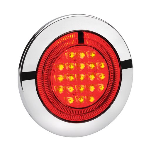 Narva 9-33 Volt Led Rear Stop Lamp (Red) And Red Led Tail Ring, 155Mm Contoured Chrome Cover 95626