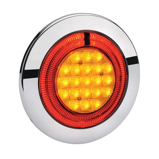 Narva 9-33 Volt Led Sequential Rear Direction Indicator Lamp (Amber) With Red Led Tail Ring 155Mm Contoured Chrome Cover, Rh Fitment 95634