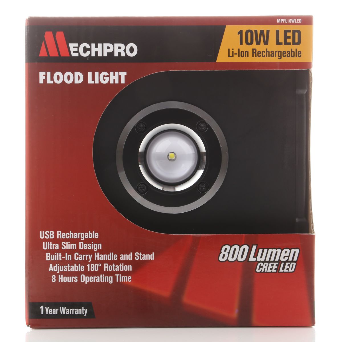 Mechpro Rechargeable Flood Light - 800 Lumen MPFL10WLED
