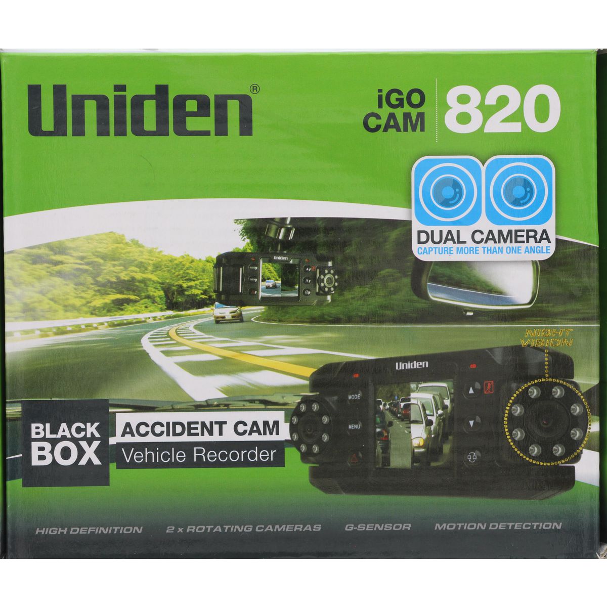 Uniden Dual Camera Black Box Accident Cam Vehicle Recorder With Night Vision