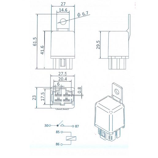 OEX Mini Relay 12V Normally Open 30A ACX1990